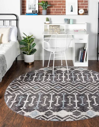 Vista 20 de Unique Loom Eco Trellis Collection - Alfombra de área, nativa (rectangular 2 pies 0 pulgadas x 3 pies 0 pulgadas, gris carbón/azul claro)