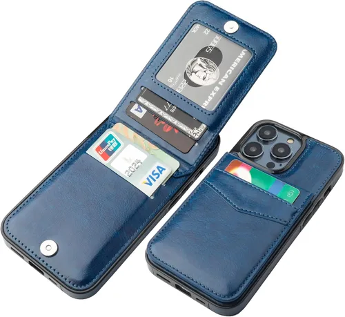 Vista 11 de KIHUWEY Compatible con iPhone 14 Pro Funda Cartera con Tapa con Soporte para Tarjetas de Crédito, Cuero Premium con Cierre Magnético, Función Atril