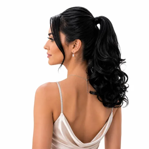 Vista 46 de PRETTYSHOP - Extensión de cabello rizado voluminoso, cola de caballo de 14 pulgadas con clip, resistente al calor