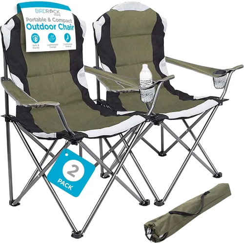 Vista 7 de Internet's Best Silla acolchada plegable para acampar Exterior Verde Deportes Portavasos Cómoda Bolsa de transporte Playa Quad