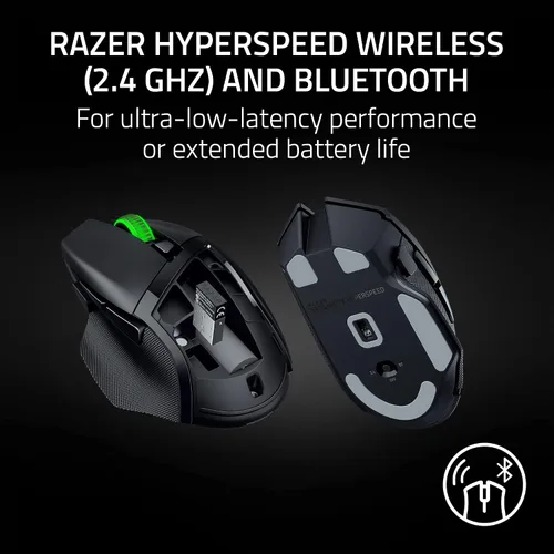 Vista 3 de Razer Basilisk V3 X HyperSpeed Ratón Inalámbrico Personalizable para Juegos: Interruptores Mecánicos Gen-2-5G Sensor Óptico Avanzado 18K - Chroma