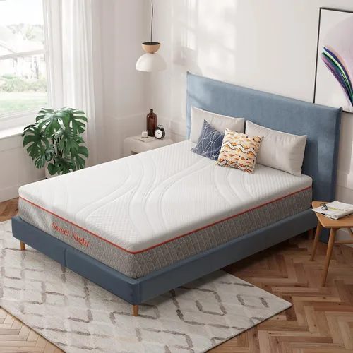 Vista 7 de Sweetnight Colchón tamaño Queen, colchón de espuma viscoelástica de 10 pulgadas, colchón de cama abatible de doble cara en una caja, espuma