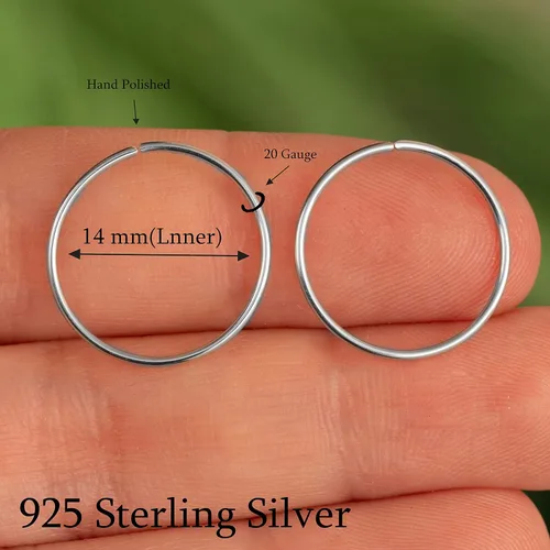 Vista 100 de Aretes de aro de oro de plata – Aretes de aro para mujer, dos piezas de aros de plata fina rellenos de oro, aro de hélice, anillo de tragus, aro
