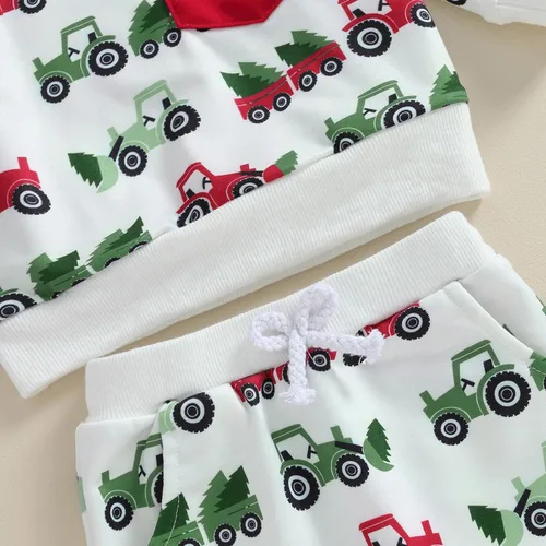 Vista 5 de Lucikamy Conjunto de camiseta de manga larga con estampado de Navidad para bebé niño y niña, ropa de otoño e invierno