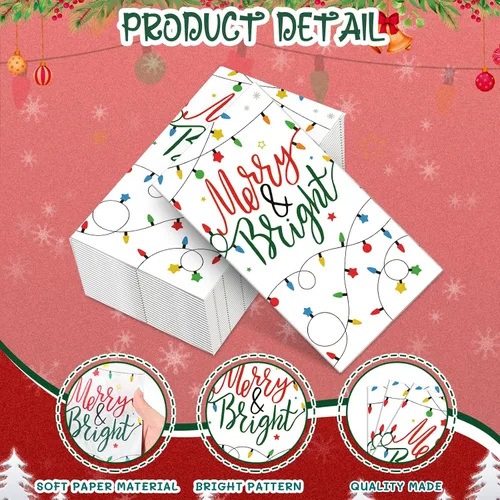 Vista 3 de Sherr Paquete de 200 toallas de papel navideño de 2 capas, 4.3 x 7.9