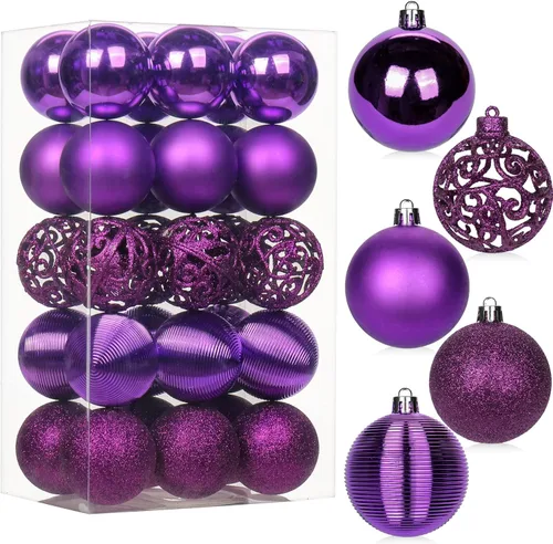 Vista 45 de 30 piezas de adornos de bola de árbol de Navidad irrompibles negros para decoración navideña