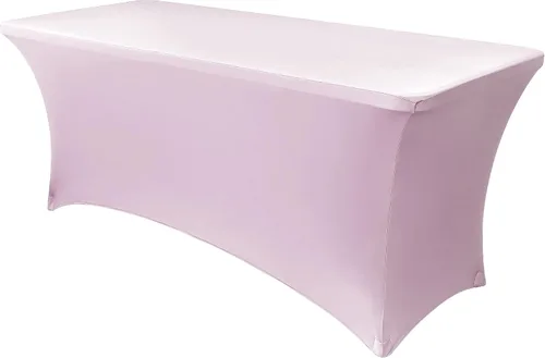 Vista 25 de Obstal Funda de mesa de elastano elástica de 4 pies para mesas plegables estándar, paquete de 2 manteles rectangulares universales ajustables