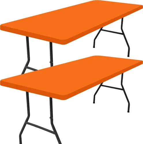 Vista 21 de Smiry - Mantel rectangular de vinilo con respaldo de franela elástica ajustada para mesas plegables de 2 pies, manteles impermeables y lavables