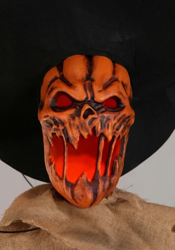 Vista 2 de Figura Animada de Espantapájaros Cuervo de 7 Pies para Halloween Multicolor