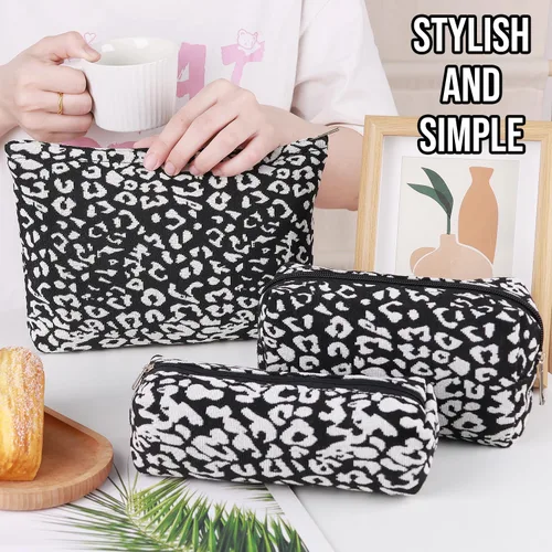 Vista 4 de Juego de 3 bolsas de maquillaje para niñas y mujeres, organizador de viaje, bolsa de aseo de baño, bolsa de almacenamiento de gran capacidad