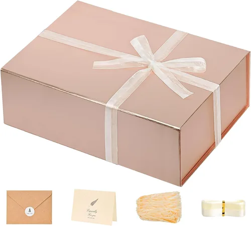Vista 54 de LIFELUM Square Gift Box with Magnetic Lid, Card, Sticker, Ribbon, Shredded Paper Filler for Business, Wedding, Birthdays