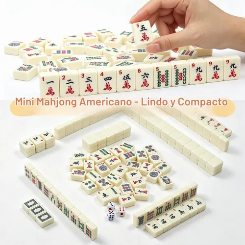 Vista 5 de Juego de azulejos American Mahjong - Completo con dados, papas fritas Crema