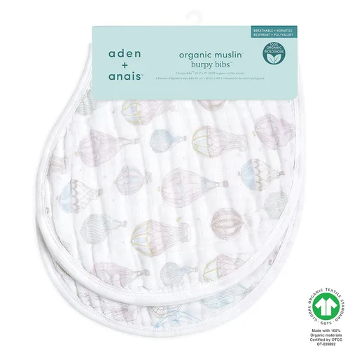 Vista 3 de aden + anais Babero de muselina de algodón 100% orgánico, multiuso, absorbente, de 4 capas, babero para bebé, de cobertura completa, con cierre a