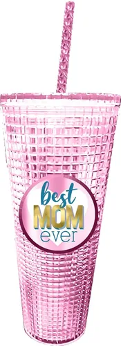 Vista 16 de Spoontiques Vaso de diamante festivo, 20 onzas - Vaso texturizado con pajita, aislamiento de doble pared, sin BPA - Una historia de Navidad