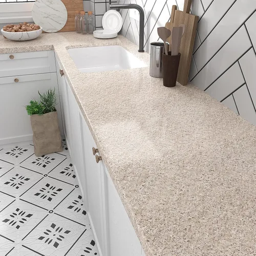 Vista 3 de VEELIKE - Papel de contacto de granito de 15.7 pulgadas x 118 pulgadas para encimeras. Papel tapiz adhesivo impermeable de granito para pegar