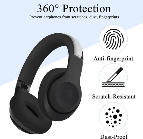 Vista 3 de Adhiper【3 en 1】 Funda de silicona Studio Pro, cubierta antiarañazos para la diadema/almohadillas/carcasa para auriculares Beats Studio Pro, Negro
