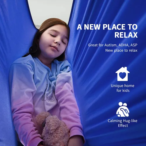 Vista 2 de OUTREE Columpio sensorial para niños con gancho giratorio de 360°, columpio de terapia interior ideal para autismo, TDAH, trastorno de procesamiento