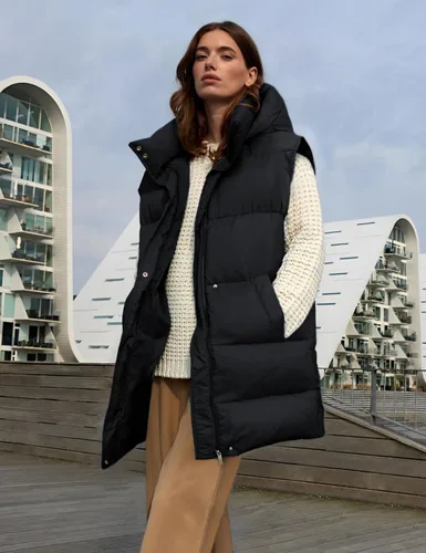 Vista 2 de Fiona Jolin Chaleco largo acolchado con capucha para mujer, abrigos de invierno acolchados sin mangas, chaquetas hinchadas