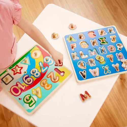 Vista 2 de Battat Rompecabezas de madera de números y formas - Puzzle n' Learn - Juguete educativo para niños - 2+ años