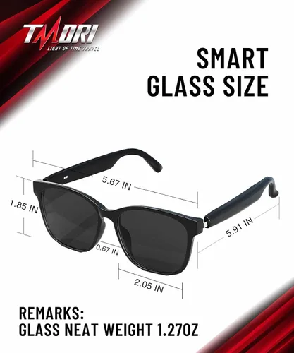 Vista 6 de Gafas inteligentes Gafas de sol de dientes azules: lentes de luz azul, disparo remoto, micrófono de oído abierto y altavoces, llamadas manos libres
