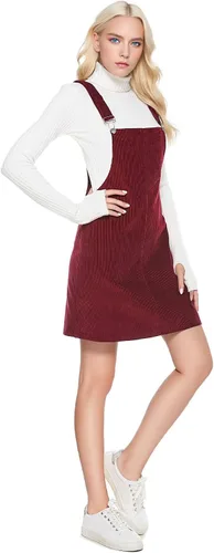 Vista 2 de Vestido de pana con tirantes ajustables y puños para mujer