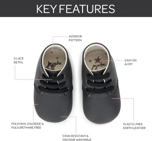 Vista 4 de JuJuBe Eco Steps - Chukka Boots for Babies & Infants - Machine Washable Vegan Leather Baby Shoes Negro