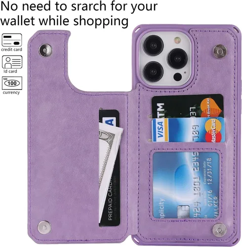 Vista 3 de Cavor Funda tipo cartera para iPhone 14 Pro Max con tarjetero, funda para teléfono iPhone 14 Pro Max para mujeres y hombres, funda 14ProMax