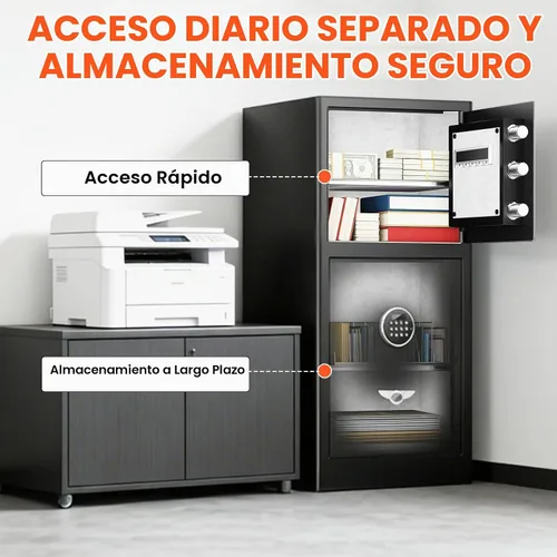 Vista 8 de Caja de seguridad digital resistente con compartimento oculto, resistente al fuego, resistente al agua de 9.5 pies cúbicos, resistente al agua