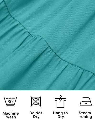 Vista 5 de ZESICA Minivestido casual con cuello en V y manga larga fruncida y cintura alta fruncida con volantes en línea A
