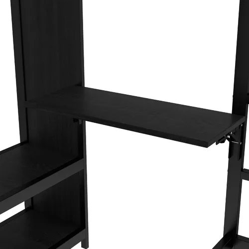 Vista 9 de Full Over Twin Bunk Bed with Trundle and Ladders, Metal Bunk Bed Frame with Built-in Foldable Desk & Wardrobe, Space-Saving Beds for Kids Teens
