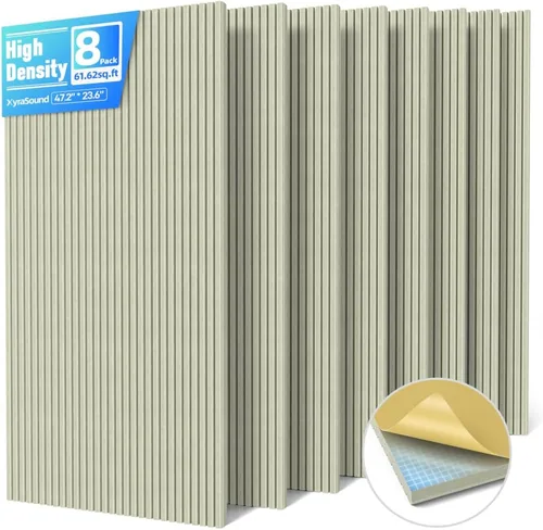Vista 15 de Paquete de 4 paneles acústicos grandes que absorben el sonido con autoadhesivo, 47.2 x 23.6 x 0.36 pulgadas, paneles de espuma a prueba de sonido
