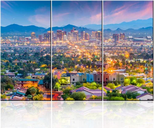 Vista 158 de San Antonio Sundown - Impresión en lienzo, paisaje de ciudad de pared grande, paisaje urbano extra grande de Texas, impresión de pared de horizonte