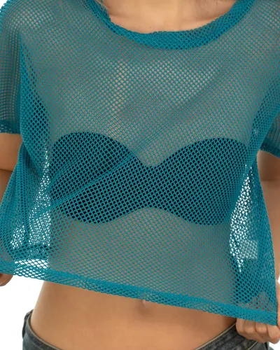 Vista 5 de Top corto de malla transparente para mujer