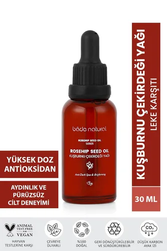 Vista 2 de Bade Natural Aceite de semilla de rosa mosqueta prensado en frío, 1.0 fl oz, antimanchas oscuras, antienvejecimiento, nutritivo, hidratante