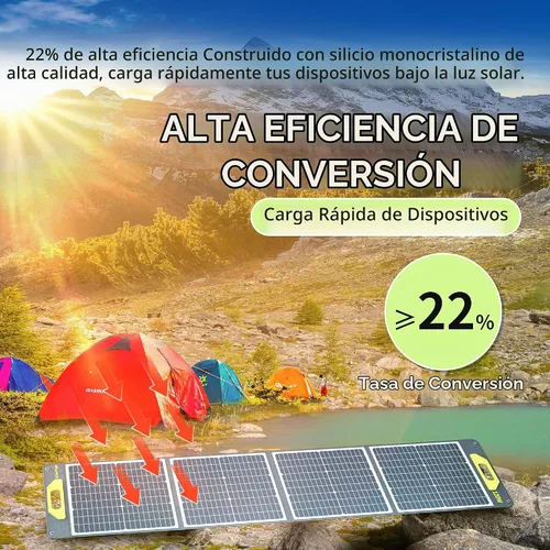 Vista 9 de Greenmagic Panel Solar Portátil de 120W 19V, Kit de Paneles Solares Plegables de 120W con Soportes Ajustables, Impermeable IP65 para Camping