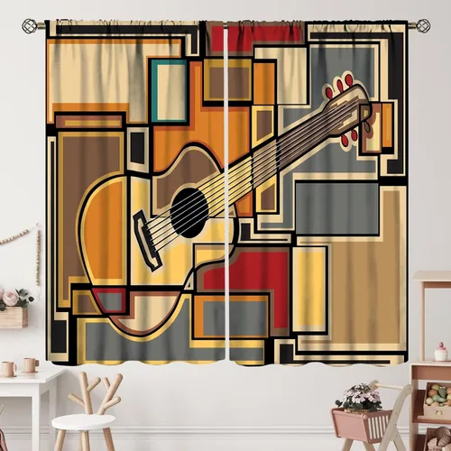 Vista 28 de Cortinas de jazz para mujer americana, estilo grunge, estilo grunge, con bolsillo para barra, para dormitorio, sala de estar, decoración