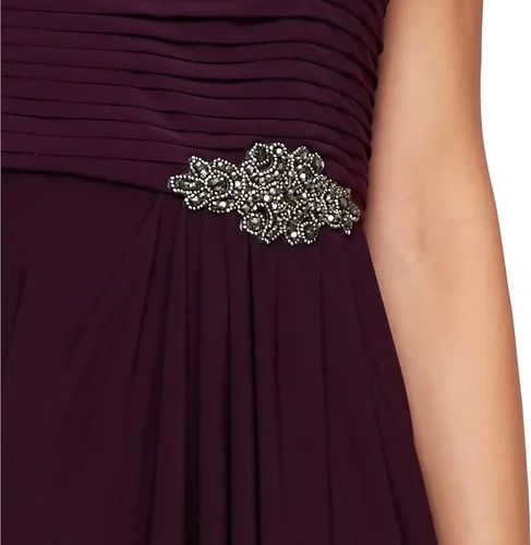 Vista 3 de Alex Evenings Vestido largo de talla grande con cuello vuelto acampanado para mujer