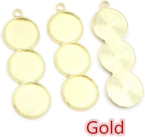 Vista 2 de Kentuckiz - 10 unidades de 0.472 in de tamaño interior de tres camafeo cabujón base en blanco colgante bandejas bisel diy collar colgante joyería Oro