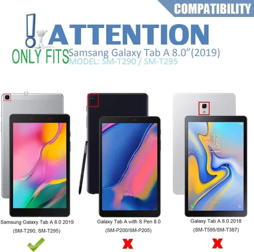 Vista 2 de Funda para teclado Galaxy Tab A 8.0 2019 [retroiluminada, SM-T290, SM-T295], teclado inalámbrico desmontable de 7 colores con funda de soporte de PU