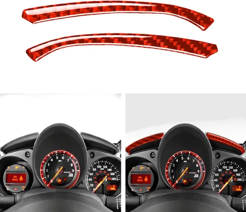 Vista 8 de Adhesivo decorativo de fibra de carbono suave para el interior del automóvil, velocímetro de control central, compatible con Nissan 370Z Z34 2019