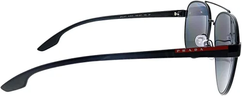 Vista 3 de Prada Linea Rossa PS 54TS 1AB5Z1 - Lentes de sol de metal negro Pilot lentes polarizados grises