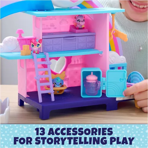 Vista 6 de Hatchimals Alive! Juego de vivero y guardería con 4 mini figuras en huevos autoeclosivos, 13 accesorios, juguetes para niños para niñas y niños a
