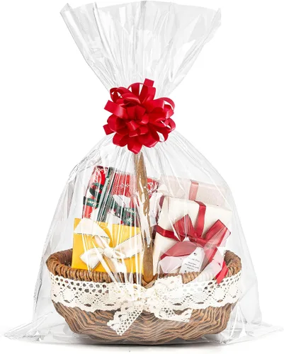 Vista 8 de Labeol 20 piezas Bolsas de Celofán 24x30 Envoltura de Celofán para Cestas de Regalo Bolsas de Regalo Grandes Transparentes Favores de Fiesta Bolsas