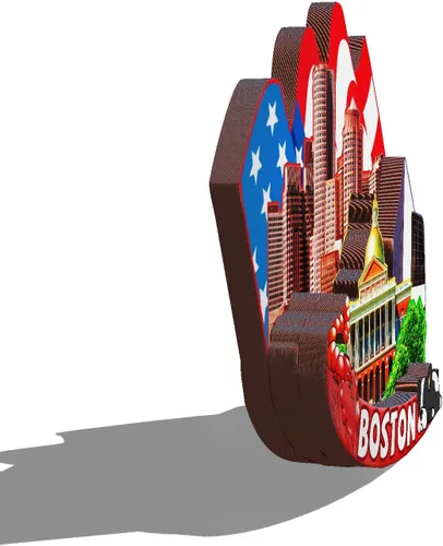 Vista 2 de Imán de madera de Boston de Estados Unidos 3D para nevera, recuerdos coleccionables, decoración hecha a mano, artesanías 2