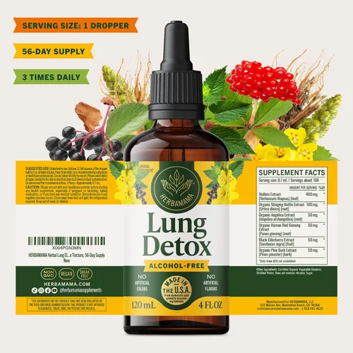 Vista 8 de HERBAMAMA Gotas de limpieza pulmonar con hoja de gordolobo - Gotas