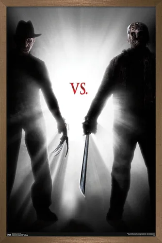 Vista 13 de Trends International Freddy vs. Jason - Póster de pared ligero, 14.725 x 22.375 pulgadas, versión enmarcada de madera de granero Versión enmarcada