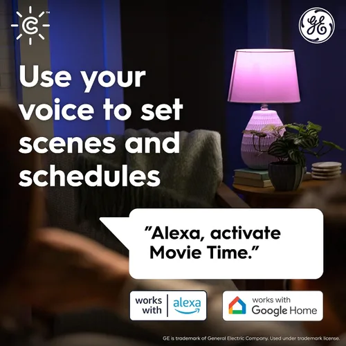 Vista 5 de Bombillas inteligentes GE Cync con efectos dinámicos LED A19, luces inteligentes Bluetooth y WiFi con cambio de color y sincronización de música