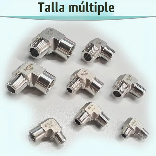 Vista 8 de 2 piezas de codo de calle de 90 grados, adaptador de codo de barra forjada de acero inoxidable 304, accesorios de tubería de alta resistencia