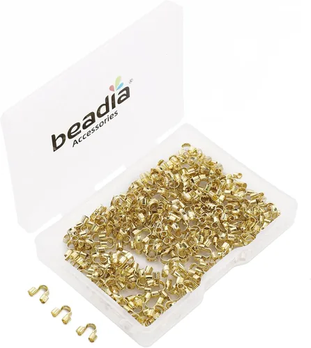 Vista 15 de BEADIA - Hebilla de línea de pesca cilíndrica chapada en oro de 14 quilates, tapas de extremo de 3.2 mm, 30 piezas para hacer joyas