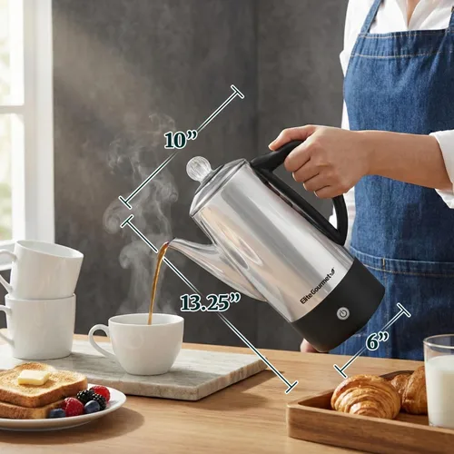 Vista 8 de Elite Gourmet Percolador eléctrico de café de 12 tazas, mantiene el calor